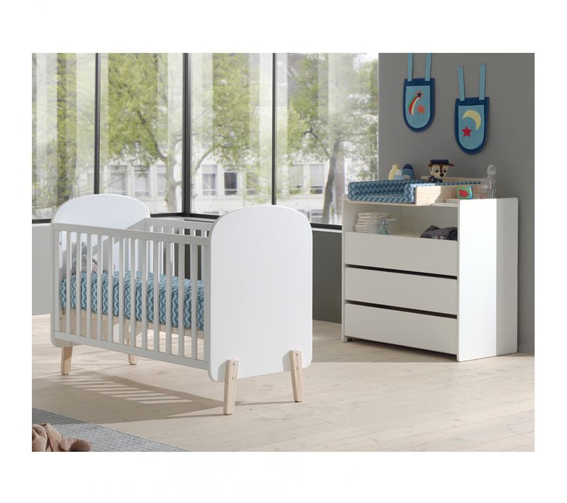Lit Bébé 60x120cm + Pack Commode - Bodhi White