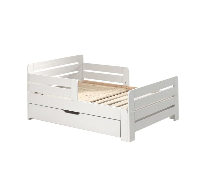 Lit Evolutif Blanc 90x140/160/200cm Avec Tiroir - Themis