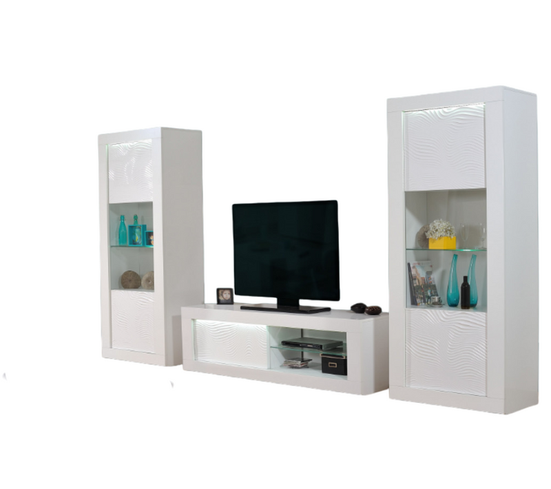 Ensemble Salon Complet Laqué Blanc Et LEDs - Dayton White