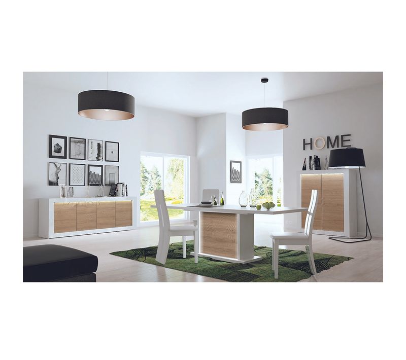 Ensemble Séjour Avec Table Allongeable 180-225cm + LEDs - Dayton Oak