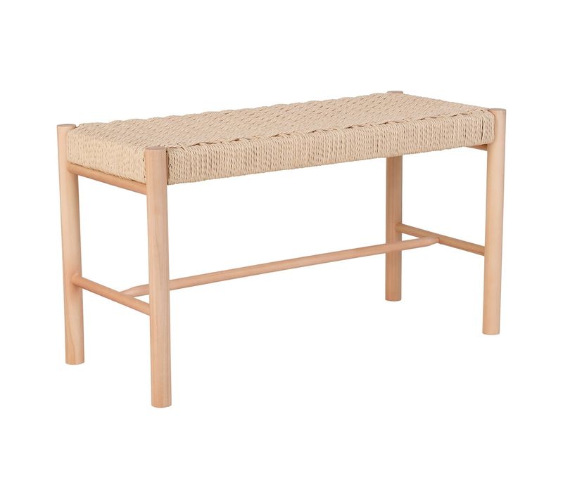 Banc En Hêtre Massif Et Tissage Naturel - Mindy