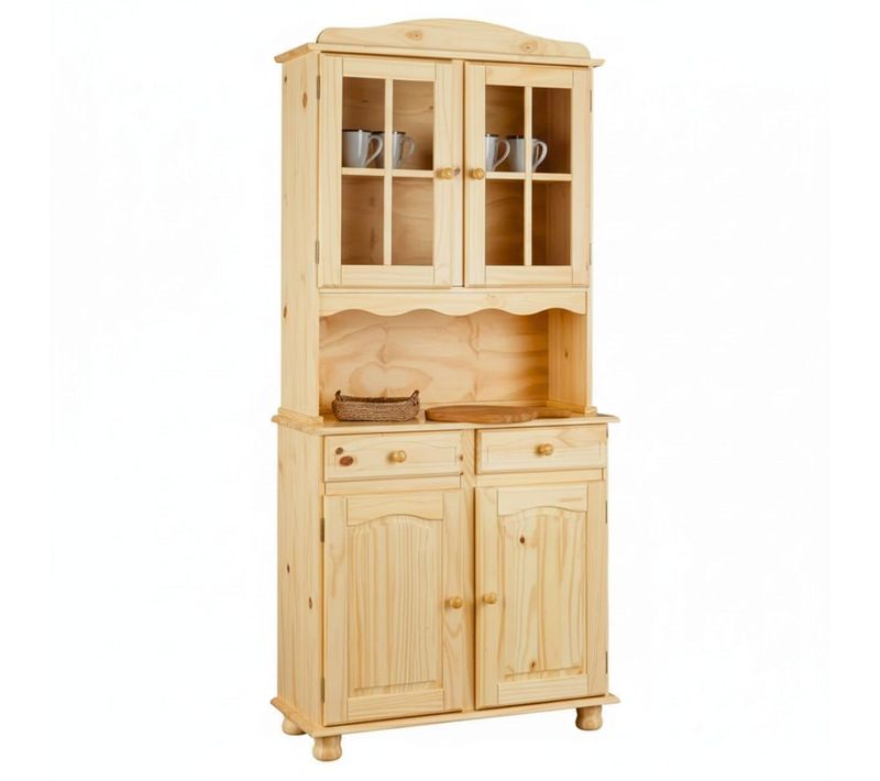 Buffet Vaisselier 4 Portes 2 Tiroirs Bois Massif - Stan