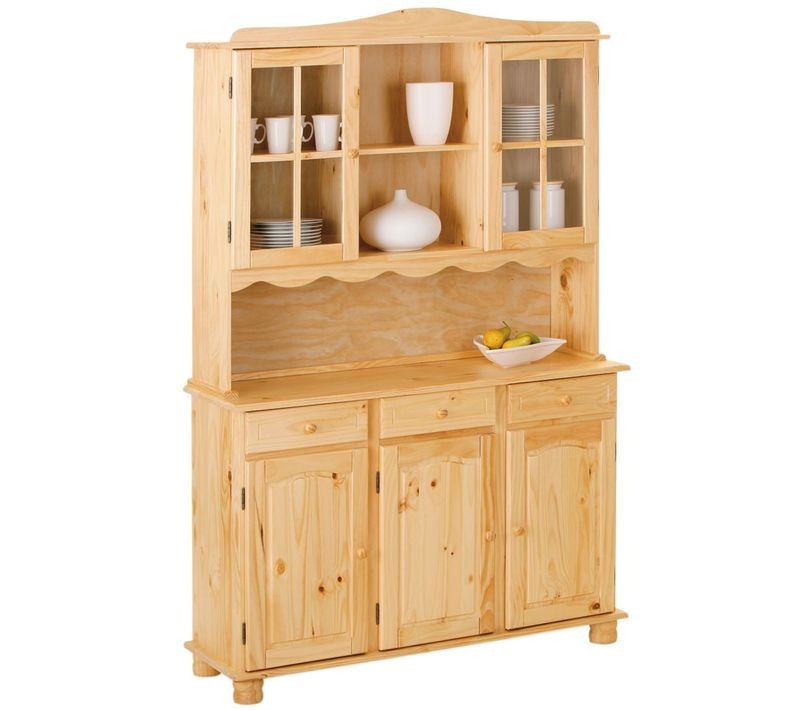 Buffet Vaisselier 5 Portes 3 Tiroirs Bois Massif - Stan