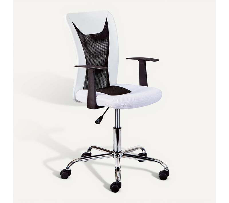 Fauteuil De Bureau Sur Roulettes Blanc Et Noir - Deana