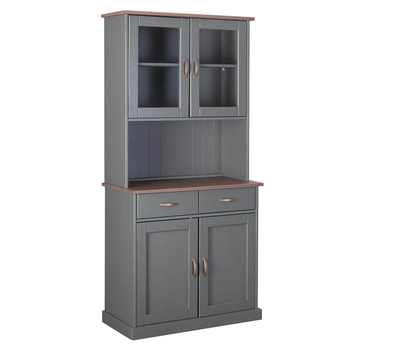 Buffet Vaisselier 4 Portes 2 Tiroirs Coloris Gris - Melina