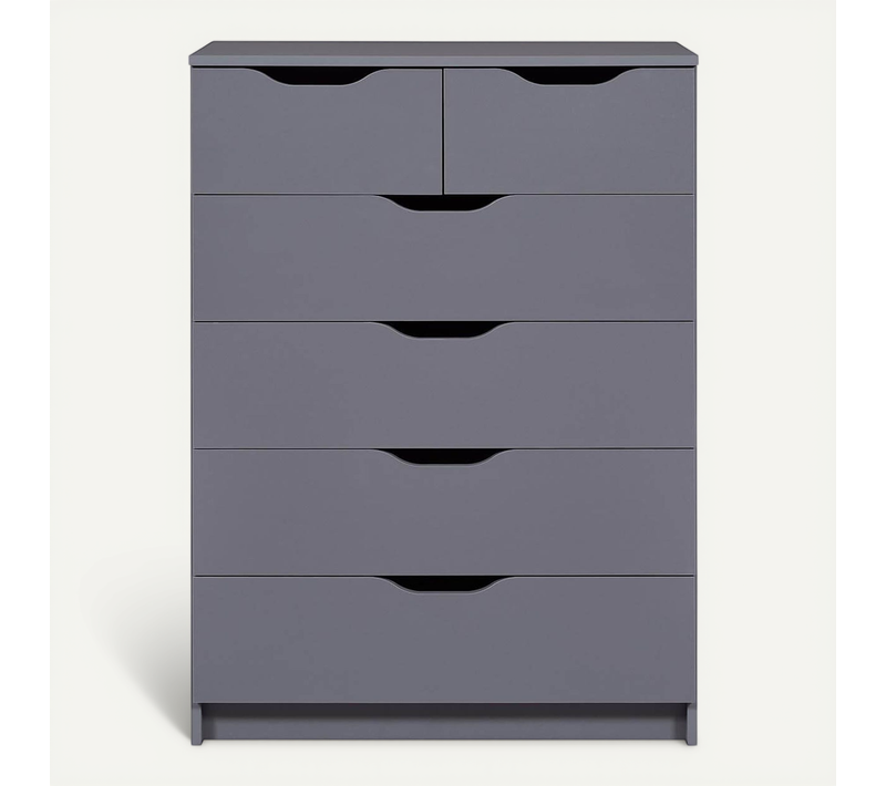 Jenny - Commode Haute 6 Tiroirs Coloris Anthracite