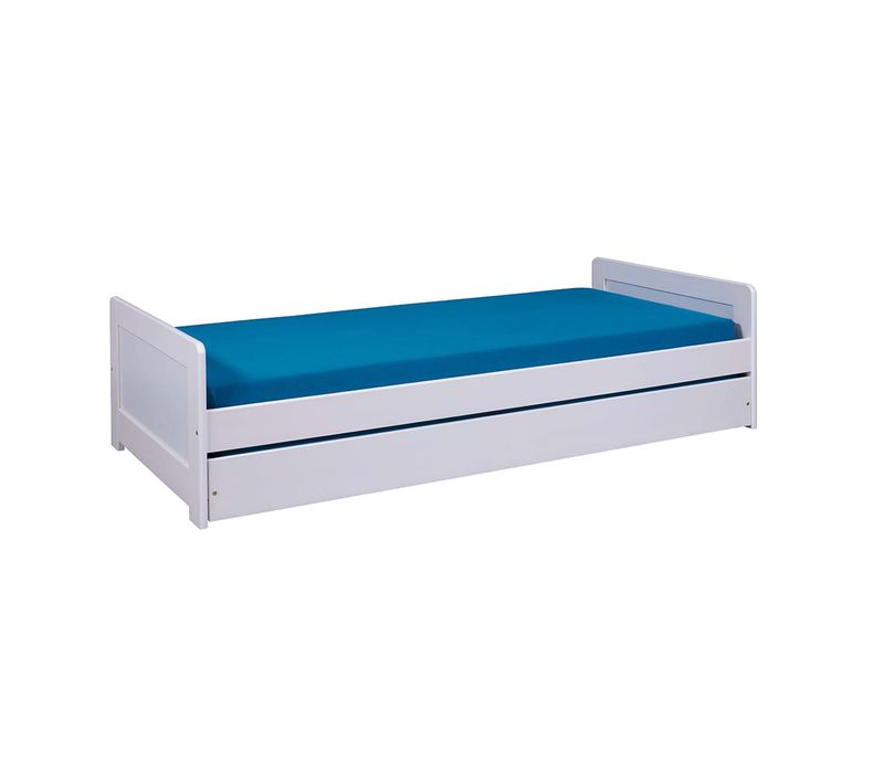 Lit Gigogne 90x200 En Bois Massif Vernis Blanc - Sally