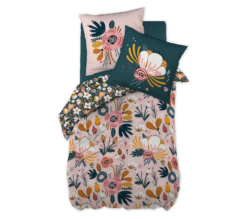 Parure De Lit Coton Motif Rétro Housse De Couette 140x200cm + Taie D'oreiller - Capuk