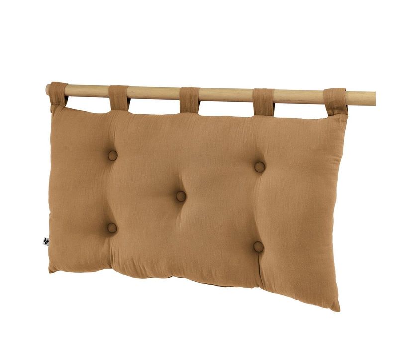 Coussin De Tête De Lit Avec Passants 50x80cm Gaze De Coton Camel - Ourea