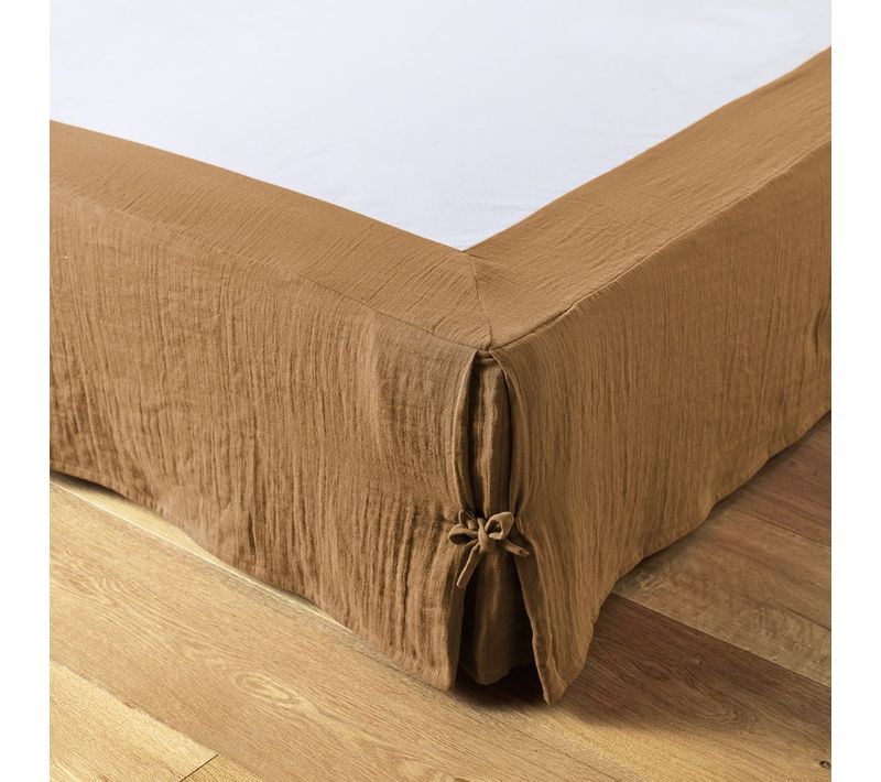 Cache-sommier à Nouettes 90x190cm Gaze De Coton Camel - Ourea