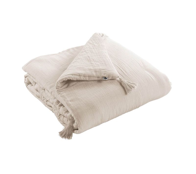 Chemin De Lit 90x200cm Capitonné Gaze De Coton Pampa - Ourea