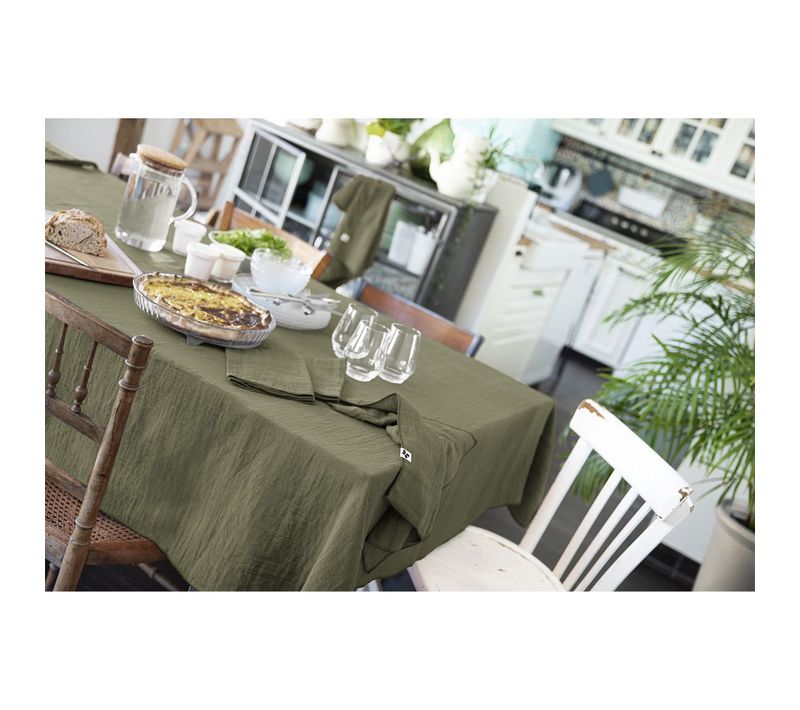 Nappe Rectangulaire 150x350cm Gaze De Coton Romarin - Ourea