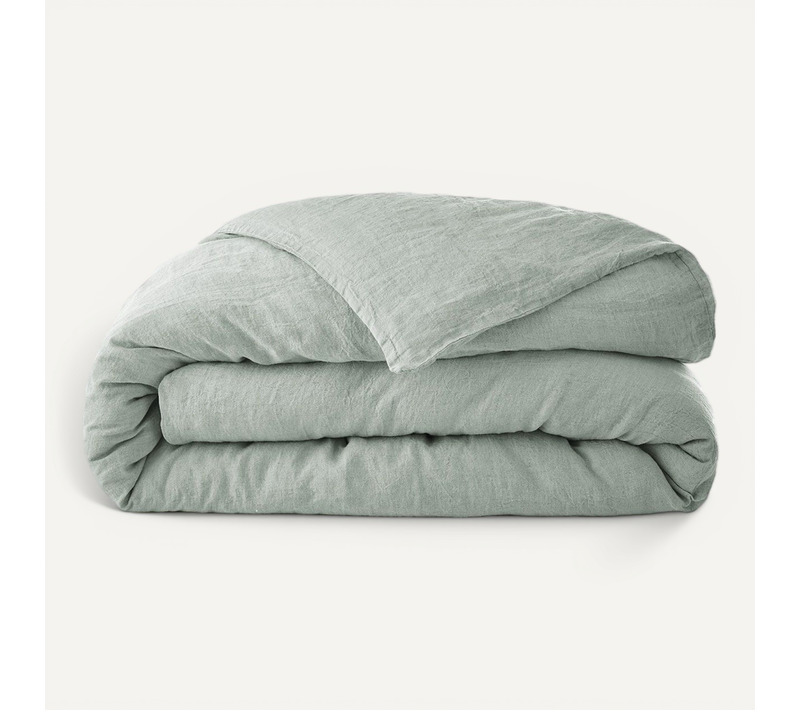 Housse De Couette 240x220cm Lin Lavé Coloris Eucalyptus - Margaux