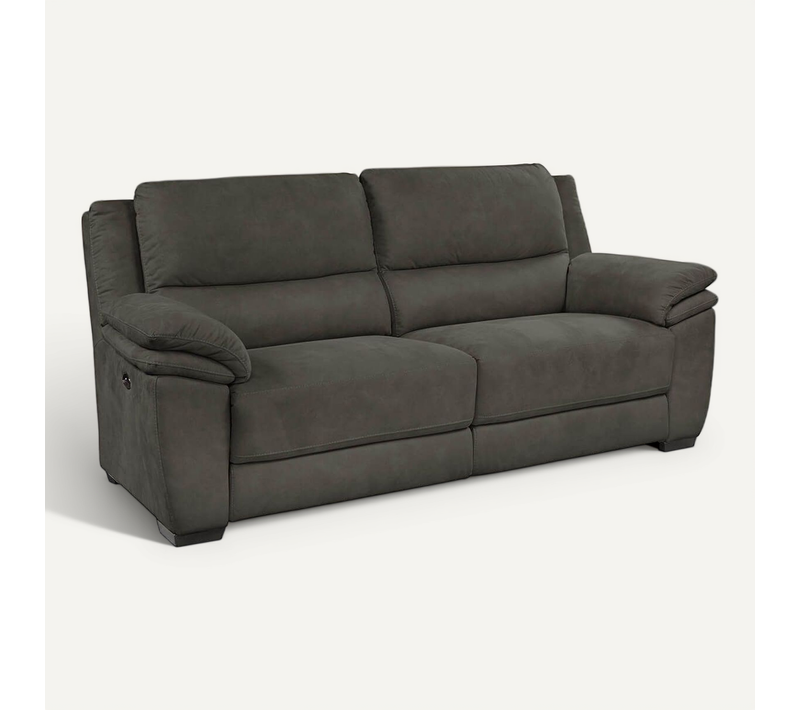 Canapé Relax Electrique 3 Places Tissu Gris Foncé - Astio