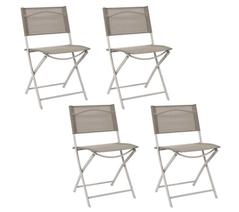 Lot De 4 Chaises De Jardin Pliantes Beige - Sanae