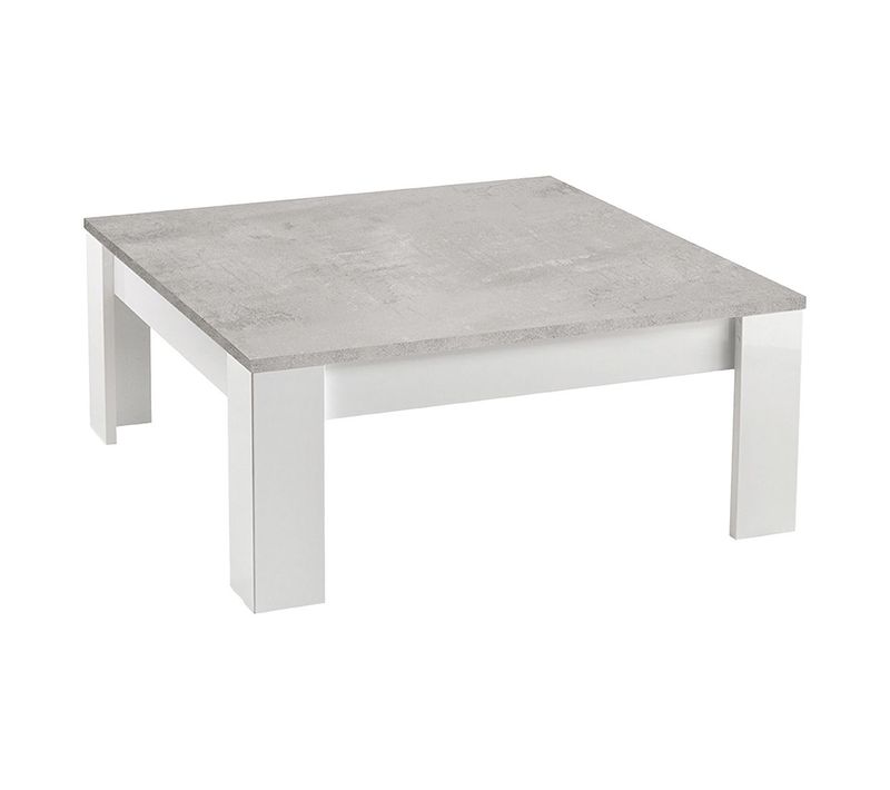 Table Basse Carrée 100cm Laquée Blanc Brillant Et Gris Marbré - Denae