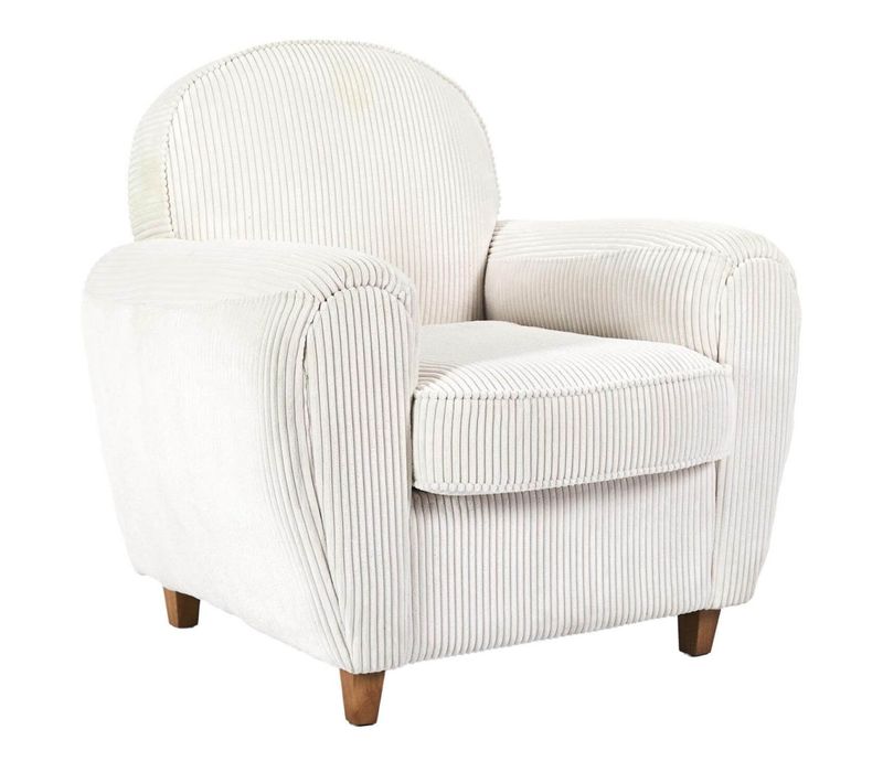 Fauteuil Club Tissu Velours Côtelé Beige - Gandy