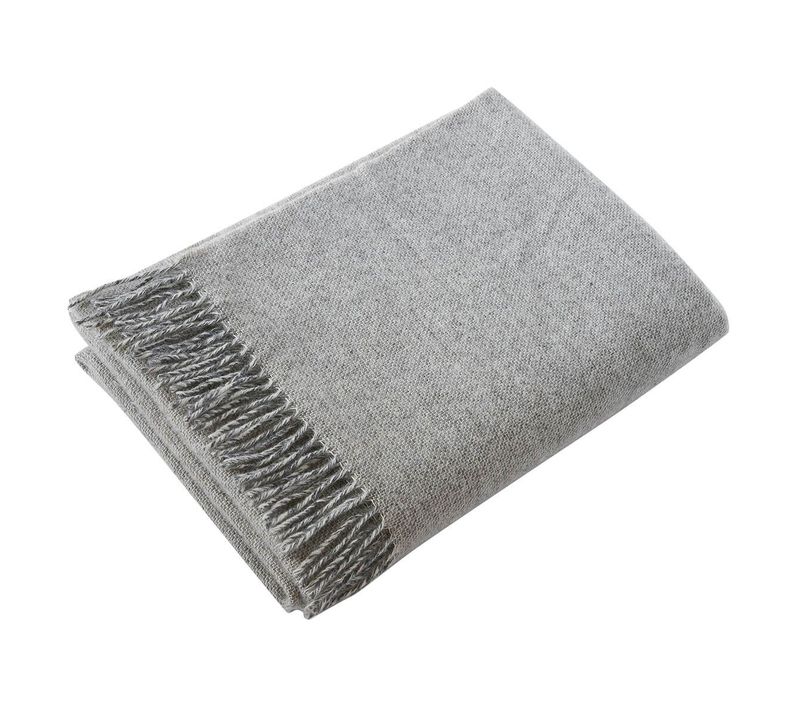 Plaid à Franges 100% Laine 140x200cm Greige - Elton