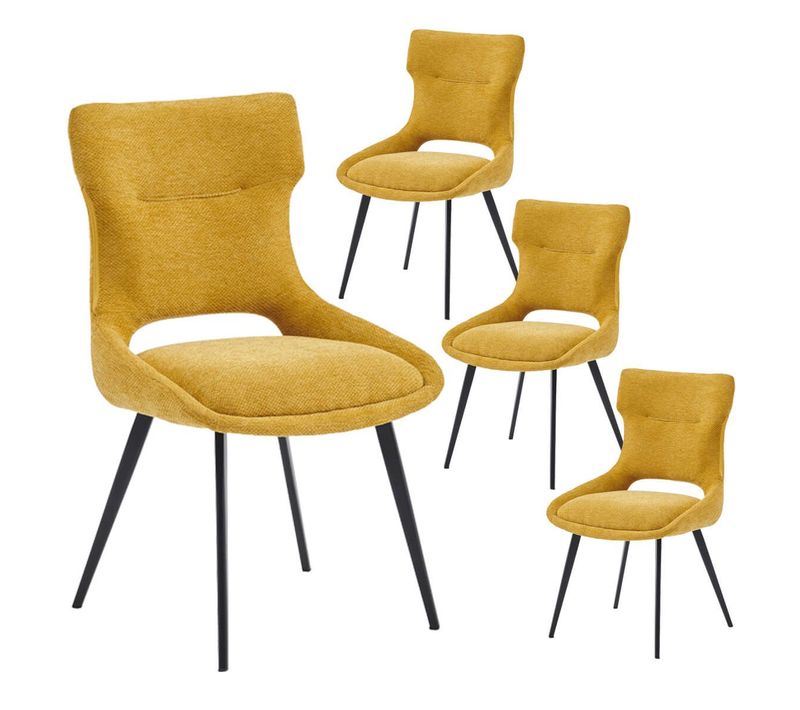Lot De 4 Chaises Tissu Coloris Jaune - Amanda