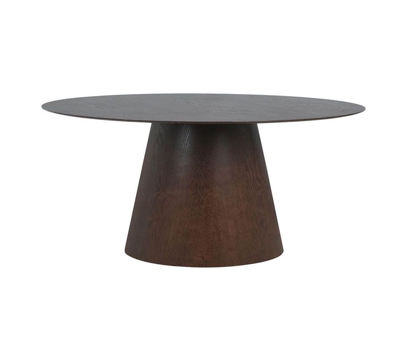 Table Ovale 160cm Pied Central Mdf Placage Noyer - Caracas