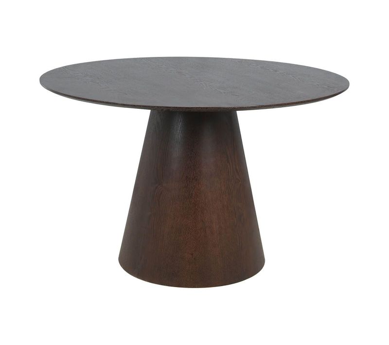 Table Ronde 120cm Pied Central Mdf Placage Noyer - Caracas