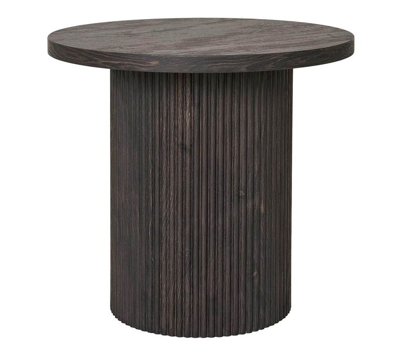 Table D'appoint Ronde Pied Central Relief Mdf Effet Bois Foncé - Ankara