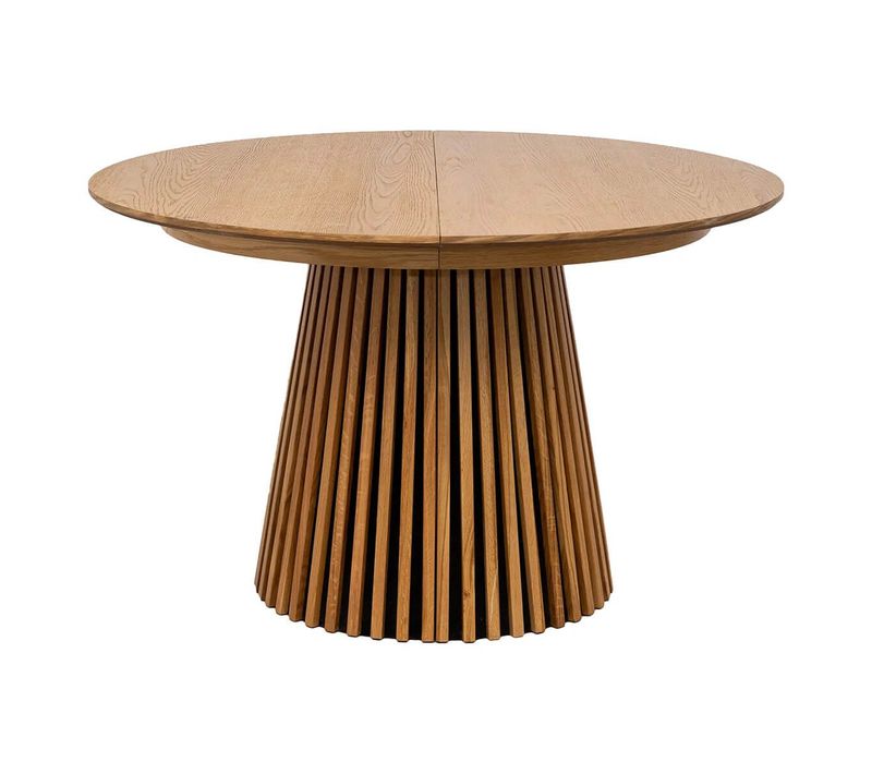 Table Extensible Ronde Pied Central Relief Mdf Placage Chêne Clair - Dublin