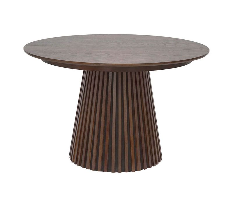 Table Extensible Ronde Pied Central Relief Mdf Placage Chêne Fumé - Dublin