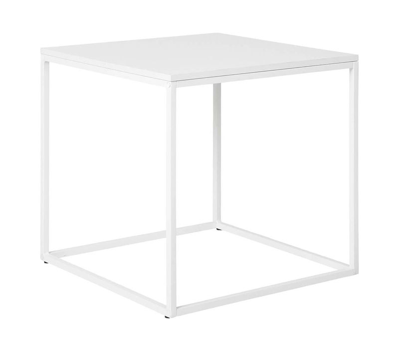 Bout De Canapé Carré Acier Et Aspect Bois Blanc - Harald