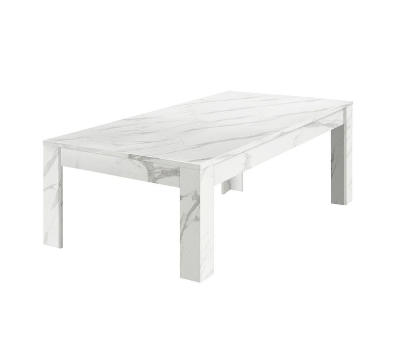 Table Basse Rectangulaire Aspect Marbre Blanc - Piralia