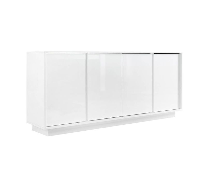 Buffet 4 Portes Finition Blanc Laqué Brillant Weiss - Lysiane