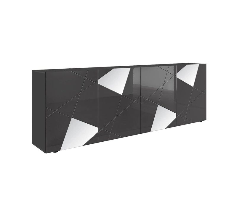 Ensemble Salon Gris Carbone Avec Sérigraphies Et Miroirs - Oriana