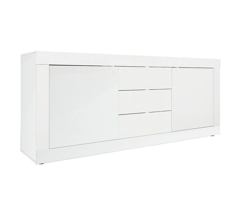Buffet 2 Portes 3 Tiroirs Finition Blanc Laqué Weiss - Otello