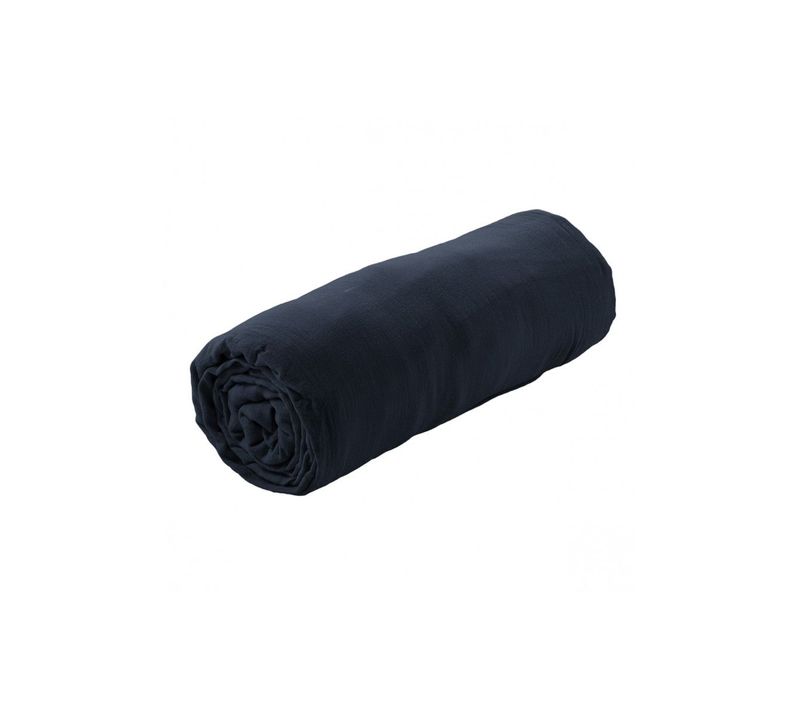 Drap Housse 80x200cm Gaze De Coton Minuit - Ourea