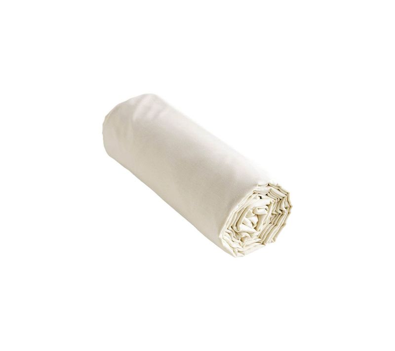 Drap Housse 80x200cm Coton Coloris Popcorn - Samia