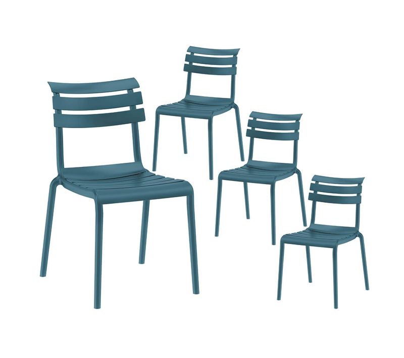 Lot De 4 Chaises En Plastique Recyclé Et Polypropylène Turquoise - Tanguy