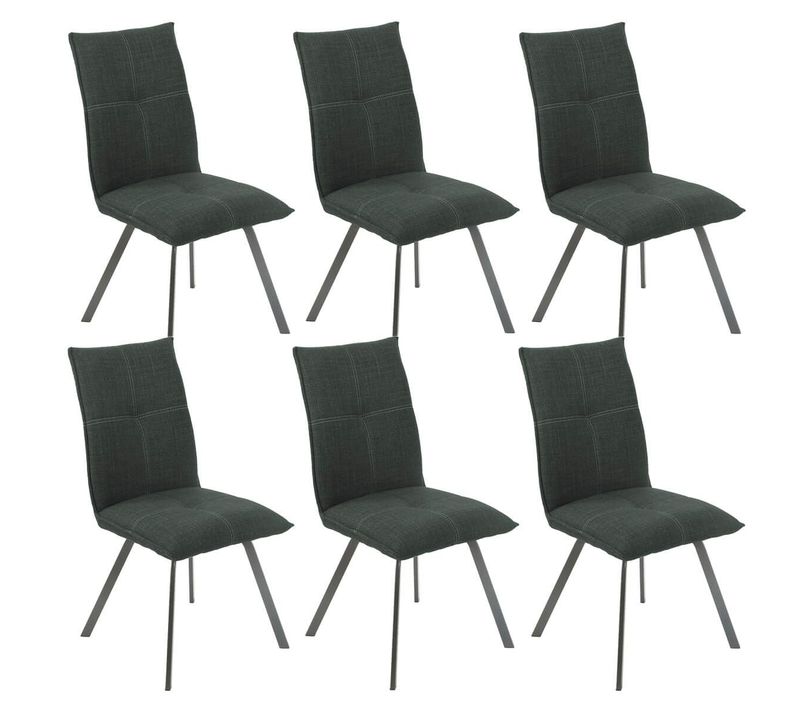 Lot De 6 Chaises Tissu Texturé Coloris Gris Anthracite - Bispo