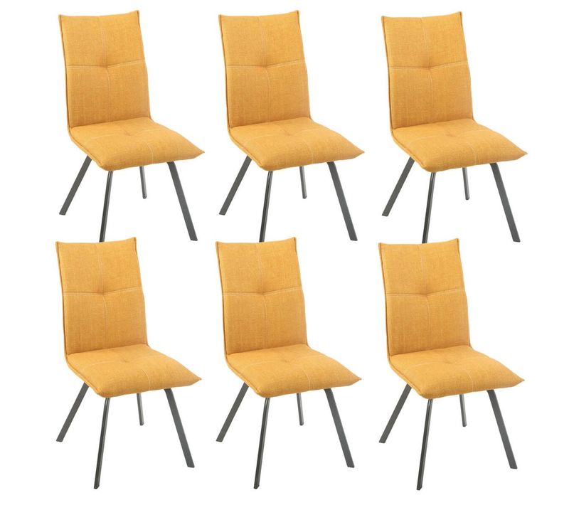 Lot De 6 Chaises Tissu Texturé Coloris Jaune Moutarde - Bispo