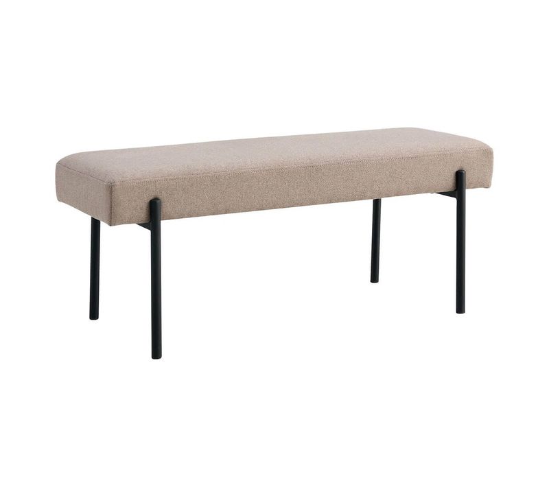 Banc 2 Places Tissu Beige Et Pieds Métal Noir - Vilony
