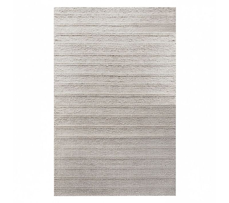 Tapis 160x230cm Tissé Main Bouclettes Ivoire Lignes En Relief - Yorick