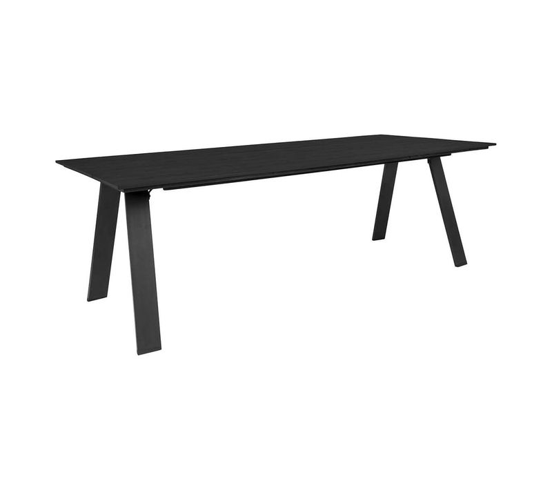 Table De Jardin Plateau En Pe Aspect Bois Noir Pieds En Aluminium Noir - Cliff