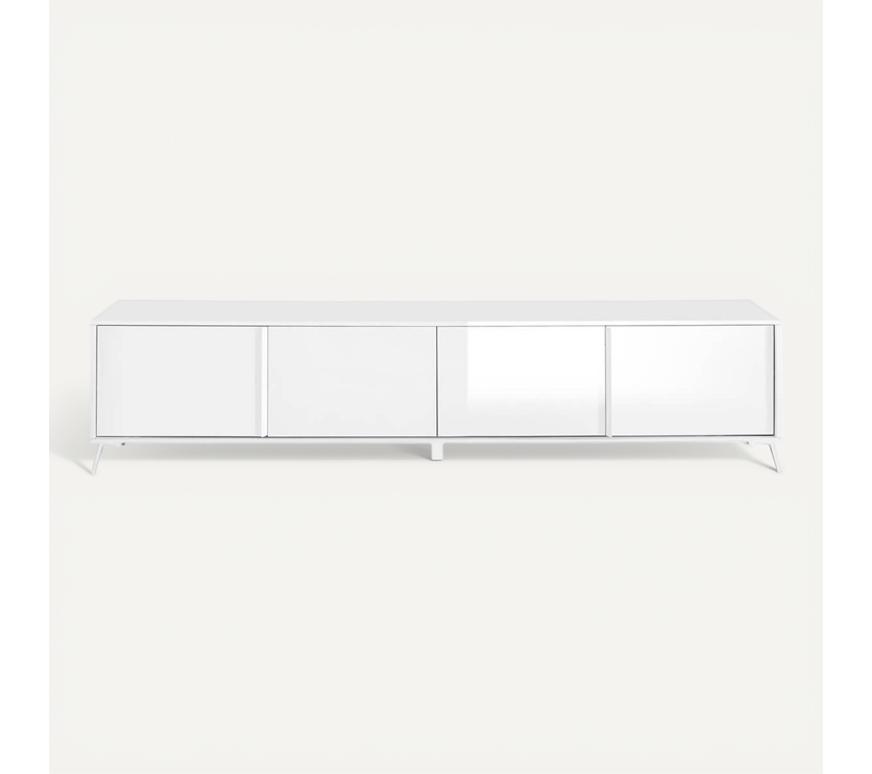 Meuble TV 4 Portes Laqué Blanc Pieds Métal - Kansas White