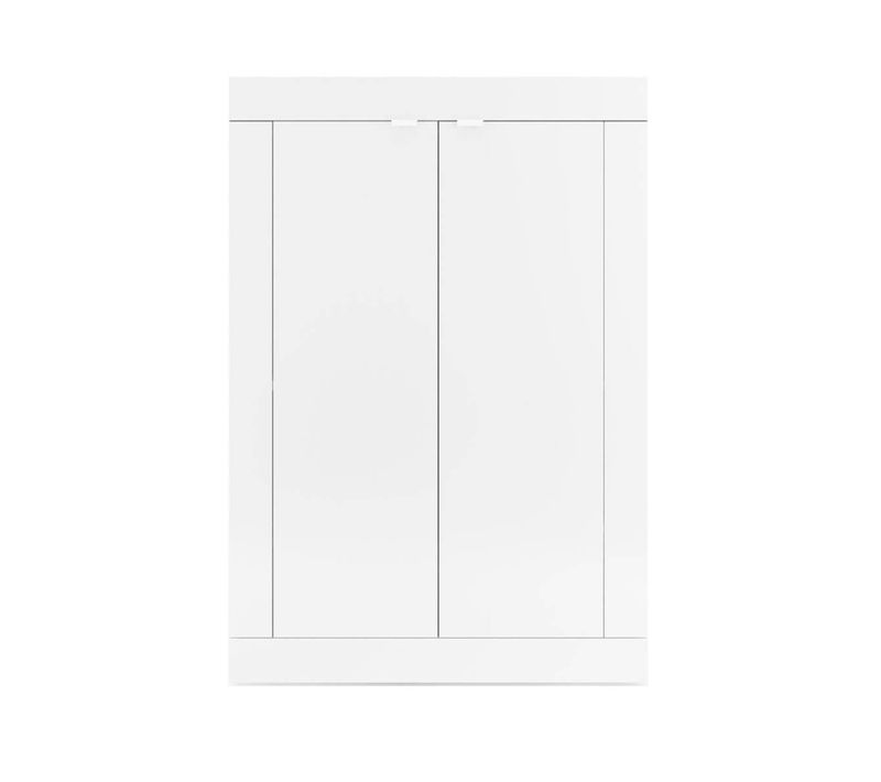 Meuble D'entrée 2 Portes 4 Étagères Blanc Laqué Weiss - Otello