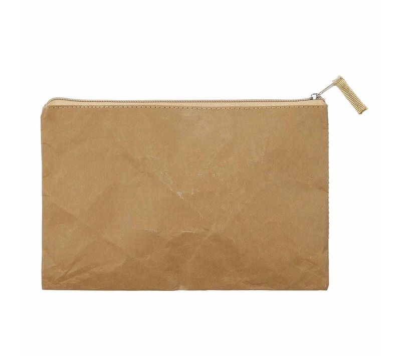 Trousse De Toilette Rectangulaire 18x27cm En Kraft Naturel Avec Fermeture Eclair - Krafta