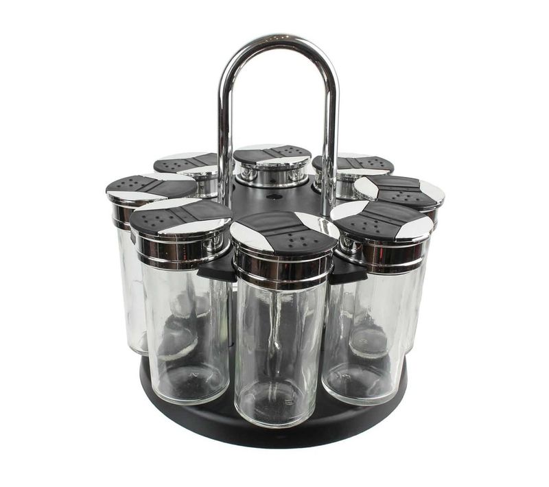 Carrousel à Epices 8 Pots En Verre Avec Couvercle Double Clapets - Curry