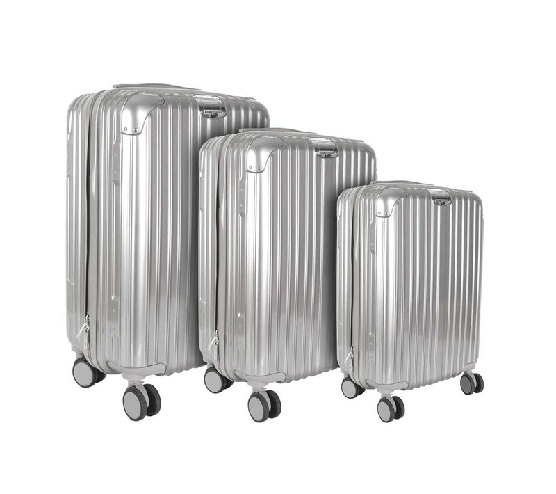 Pack 3 Valises Gigognes Rigides à Roulettes Gris Métallisé - Viajar