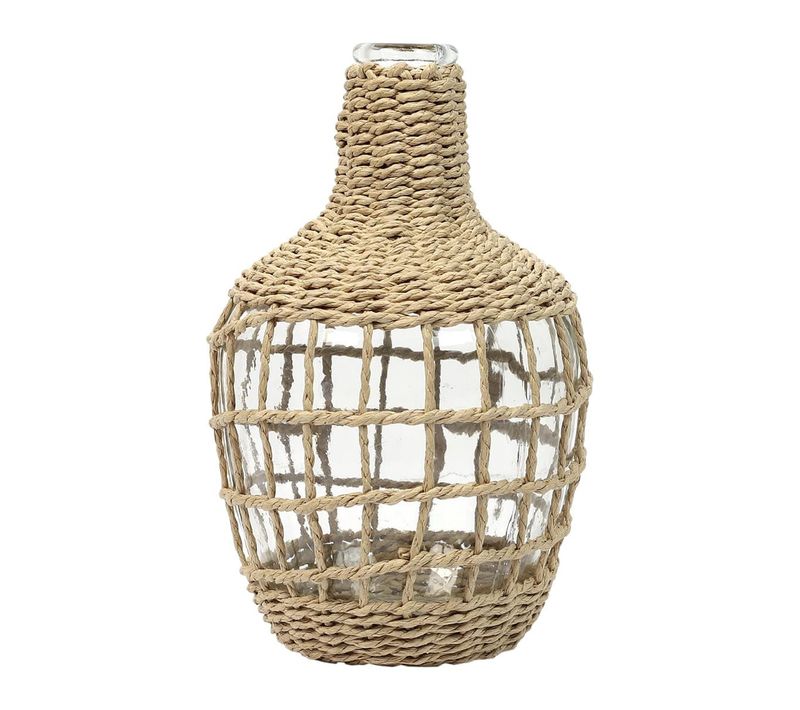 Vase Dame Jeanne En Verre Et Corde Tressée - Sylla