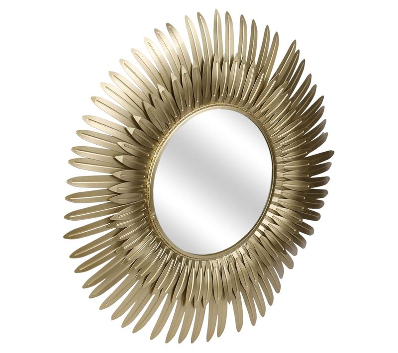 Miroir Cadre Plumes Dorées D.53cm - Aigus