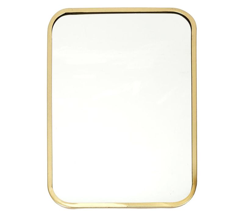 Miroir Rectangulaire Cadre Métal Doré Coins Arrondis 25x34cm - Poppy