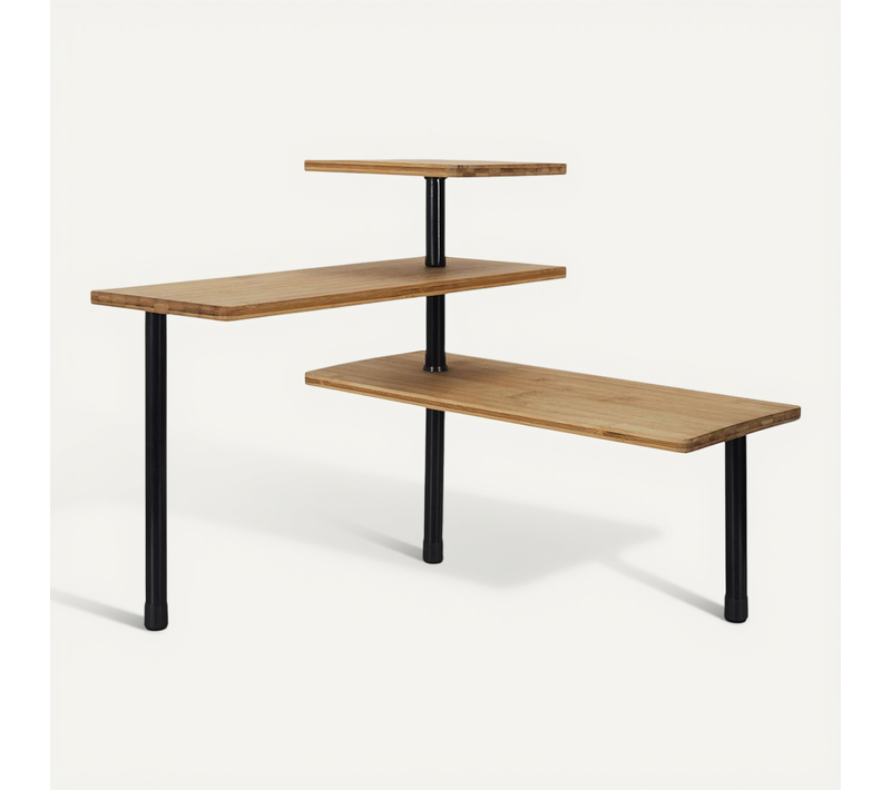 Etagère D'angle Modulable 3 Niveaux En Bambou - Amina